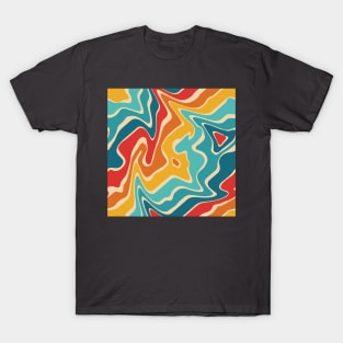 Liquid Retro Rainbow Sunset Repeat Pattern T-Shirt